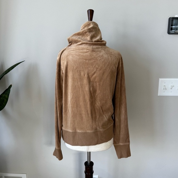 Michael Kors Tan and Gold Velvet Velour Funnel Neck Full-Zip Jacket - Picture 6 of 9